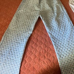 Light Blue Gingham Quilted Trousers
